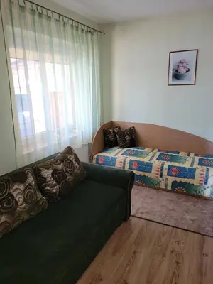 a living room with a couch and a bed at Vaido apartamentai in Marijampolė