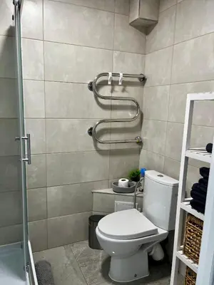 a bathroom with a toilet and a shower at Letastay in Trakai