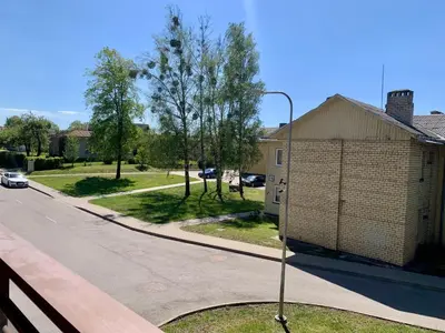 a street light on the side of a road at Sunny Lotus Apartamentai in Druskininkai