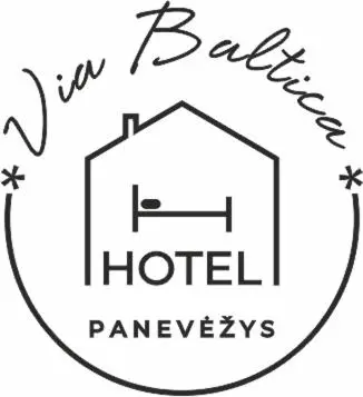 a black and white logo for a hotel premises at ----------------------------- Via Baltica Panevezys in Panevėžys
