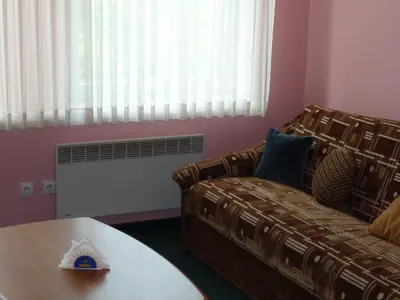 a living room with a couch and a table at Skaistažiedė in Šiauliai