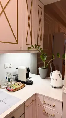 a kitchen counter with a toaster and a toaster at Old Town Residence Kaunas in Kaunas