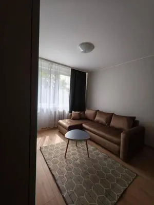 a living room with a couch and a table at Egidijaus apartamentai Panevėžyje in Panevėžys