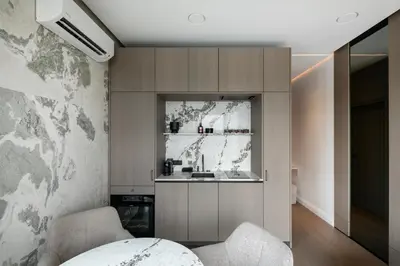 a kitchen with a sink and a counter at Sky&River Towe Apartments Kaunas City Center in Kaunas