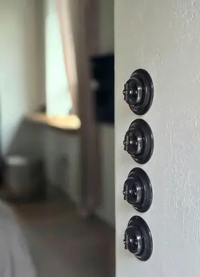 a close up of a door knob on a door at Central Downtown Terrace Studio in Šiauliai