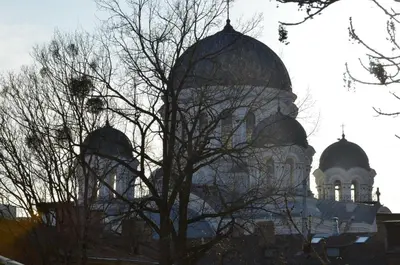 a building with two domes on top of it at L18 Apartamentai in Kaunas