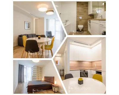 a collage of photos of a kitchen and a living room at HaPPy Inn Egle,Self check-in,AC, Parking in garage in Vilnius
