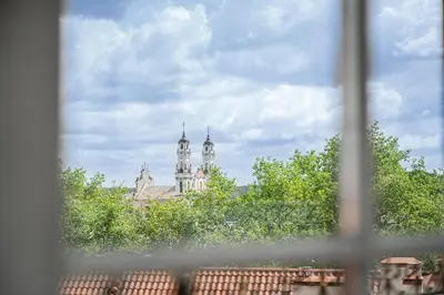 a view of a building from a window at Elegant Apartments in Vilnius Center, 11 in Vilnius