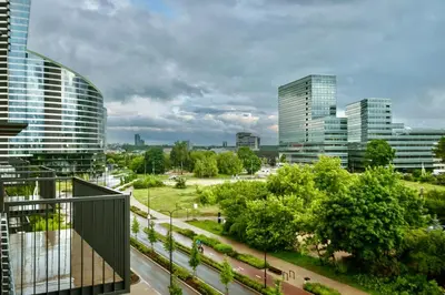 a view of a city with tall buildings at Flat in Vlinius city center in Vilnius