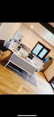an overhead view of a room with a table at Čičirio krantas in Vėdariai