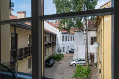 a view of a street from a window at Old Town Peace Haven in Vilnius