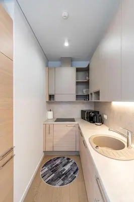 a kitchen with a sink and a counter at Sun Sonata Apartments 1 in Druskininkai