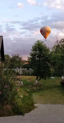 a hot air balloon flying over a park at Hilltop view - 2 bedroom house with garden bbq - private parking - 12min to Uzupis anytime in Vilnius