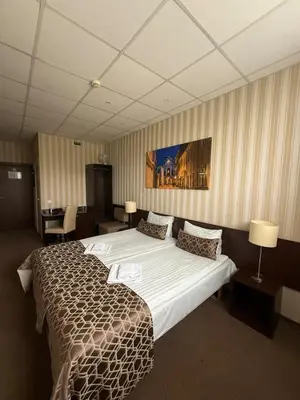 a bedroom with a large bed in a room at Naujamiescio Studio 305 in Vilnius