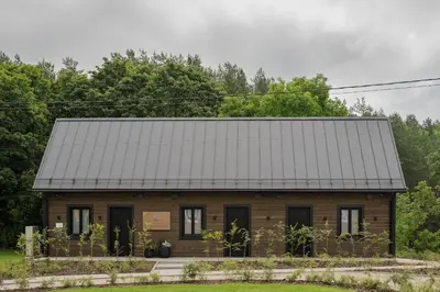 a house with a metal roof at Sapnų cechas in Merkinė