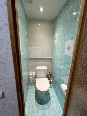 a bathroom with a white toilet in a room at J&N Hause 2 in Visaginas