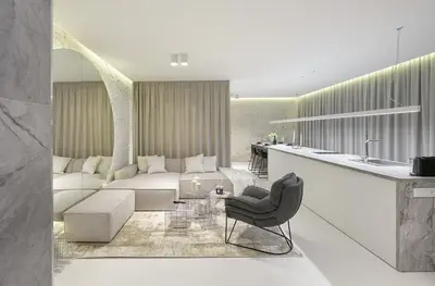 a living room with a couch and a table at Provokatas in Kaunas