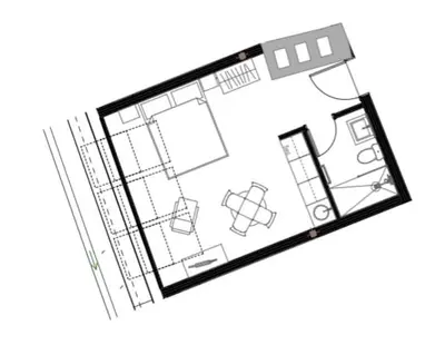 a drawing of a floor plan of a room at Domillion New modern Vilnius old town studio U2303 in Vilnius