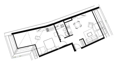 a black and white floor plan of a house at Domillion 1bdr New old town apt U2305 in Vilnius