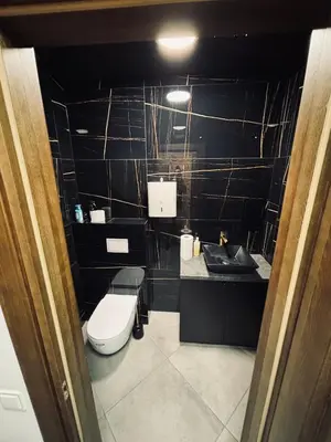 a bathroom with a toilet and a sink at 69 apartaments II in Panevėžys