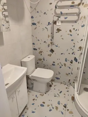 a bathroom with a toilet and a shower at CenterStudioFlat in Vilnius