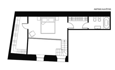 a plan of a small apartment with a floor plan at Domillion 3bdr Huge Town Hall Luxury Apt AC D3948 in Vilnius
