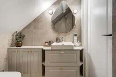 a bathroom with a sink and a mirror at Domillion oldtown new 5bdr 3bath apt P492a in Vilnius