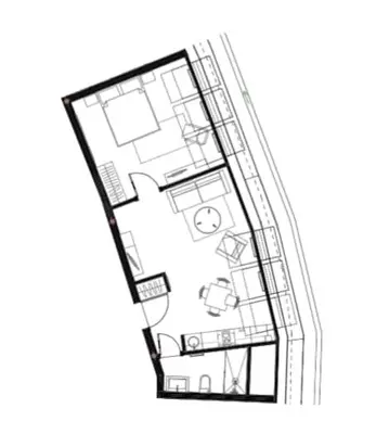 a black and white floor plan of a room at Domillion New Modern Old town apt 14 ppl U2C2 in Vilnius