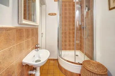 a bathroom with a shower and a toilet and a sink at Domillion 2bdr Vilnius str antique apt Vl476 in Vilnius