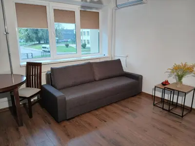 a living room with a couch and a table at Alytus Studio 45 in Alytus