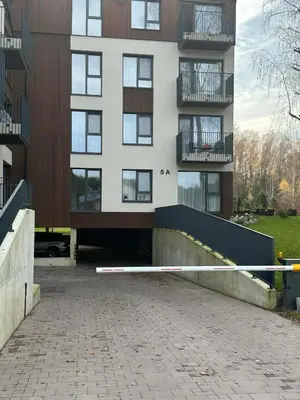 a building with a police tape in front of it at Holiday home in Birstonas in Birštonas