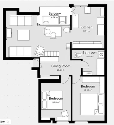 a black and white floor plan of a house at Pilies23 Old Town Luxury Apartment in Vilnius