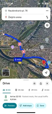a screenshot of a cell phone with a map at Cosy apartment near city centre in Kaunas