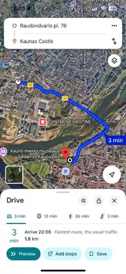 a screenshot of a cell phone with a map at Cosy apartment near city centre in Kaunas