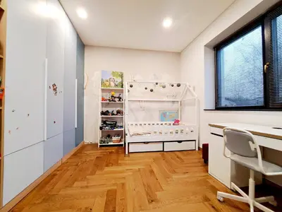 a childs room with a desk and a chair at White house in Vilnius in Vilnius