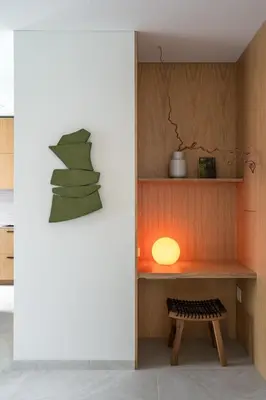 a room with a bench and a lamp at Cozy one bedroom apartment in Vilnius Old Town in Vilnius