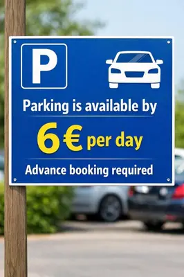 a sign for parking is available by per day at V13 Apartment in Old Town in Vilnius