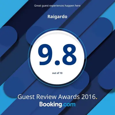 a poster for the guest review awards with the number eight at Raigardo in Druskininkai