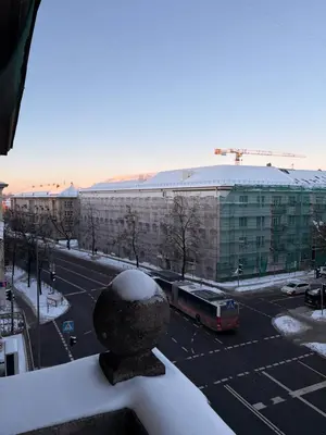 a view of a city street with a bus at Central Svitrigaila Apartments in Vilnius