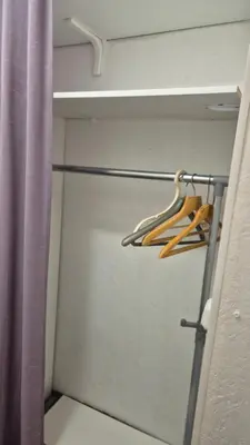 a walkin closet with a rack withanas in it at Plytų Sienos Apartamentai in Kaunas