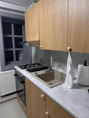 a kitchen with a sink and a stove at Užupio apartamentai Nemokamas parkingas 3 in Vilnius