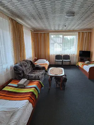 a living room with a couch and a table at Jeruzale Hotel in Vilnius