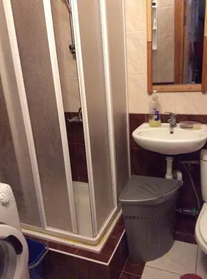 a bathroom with a shower and a toilet and a sink at Kotedžai Milikonių g. in Kaunas