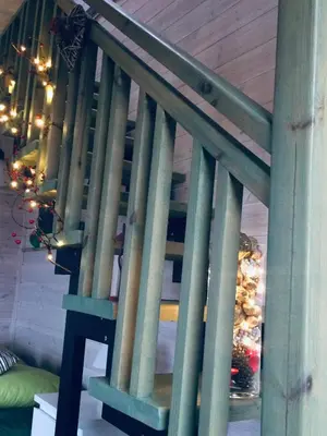 a set of stairs in a house with at Guest House Mr Fox in Druskininkai