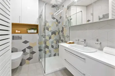 a bathroom with a shower and a toilet and a sink at Aura apartamentai in Druskininkai