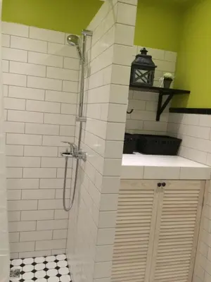 a bathroom with a shower with a sink and a toilet at Luxury Apartment in Druskininkai