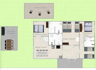 a floor plan of a house with at Villa Kurorto Namas in Druskininkai