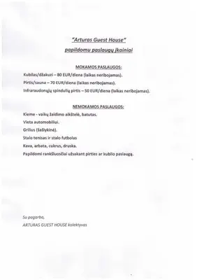 a page of a document with the words australian guest house requisition at Arturas Guest House in Vilnius