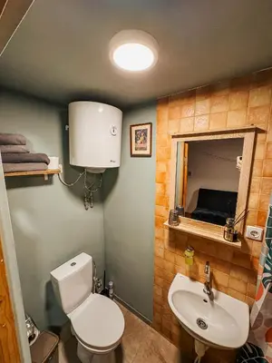 a bathroom with a toilet and a sink at Little house in Kaunas