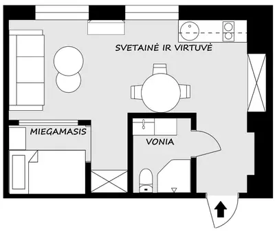 a floor plan of a room with at M.K. Čiurlionis 7 in Vilnius